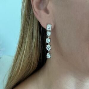 NEW!!! Heaven drop earrings with simulated diamonds - Sterling Silver 925